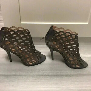 Gray caged heels